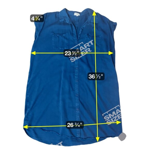 Wonderly Women Sleeveless Button Up Dress 1X Blue Lightweight Tunic Pockets 1810 - Picture 4 of 6